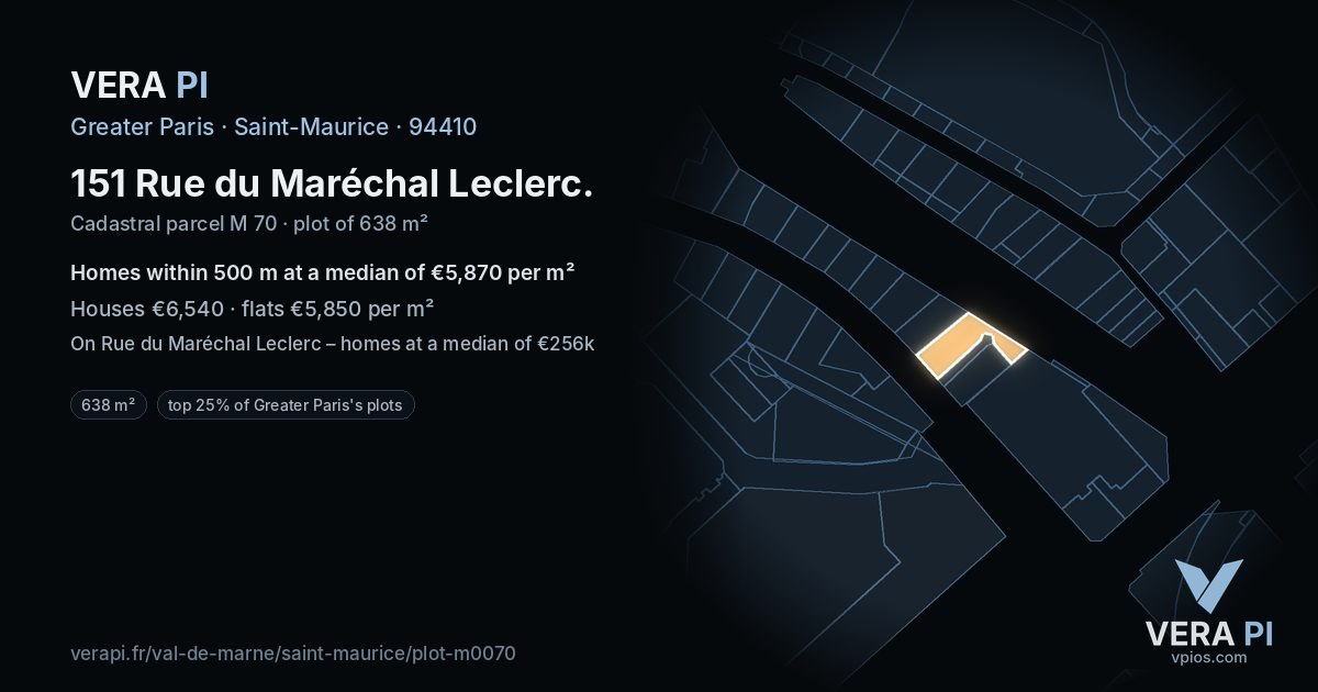 151 Rue du Maréchal Leclerc, Saint-Maurice at night – the plot lit, the parcels around coloured by the prices near them