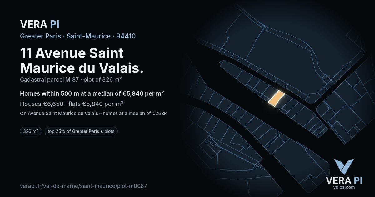 11 Avenue Saint Maurice du Valais, Saint-Maurice at night – the plot lit, the parcels around coloured by the prices near them