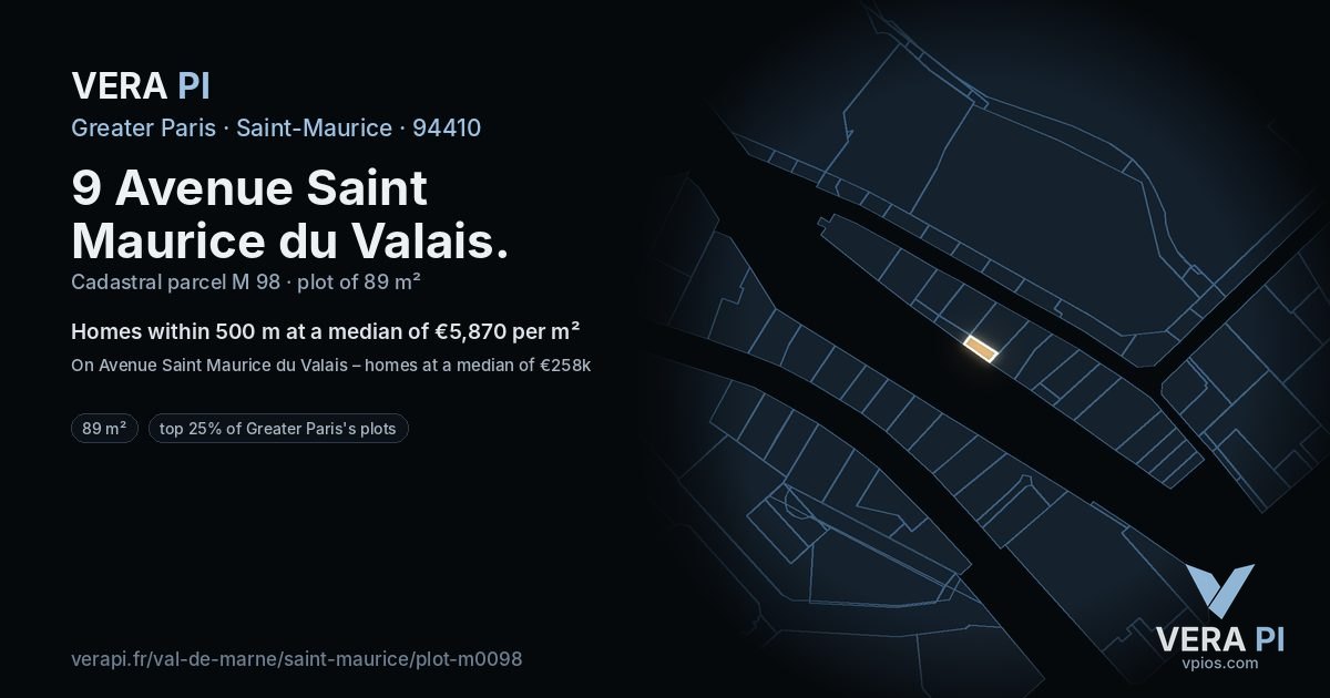 9 Avenue Saint Maurice du Valais, Saint-Maurice at night – the plot lit, the parcels around coloured by the prices near them