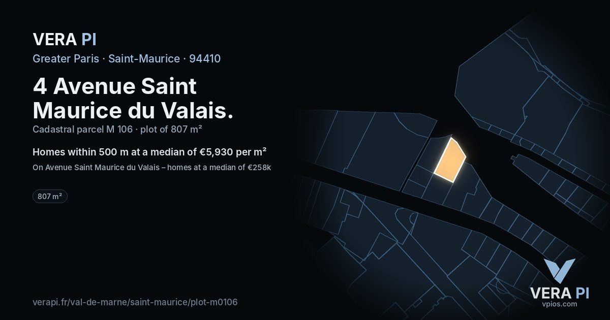 4 Avenue Saint Maurice du Valais, Saint-Maurice at night – the plot lit, the parcels around coloured by the prices near them