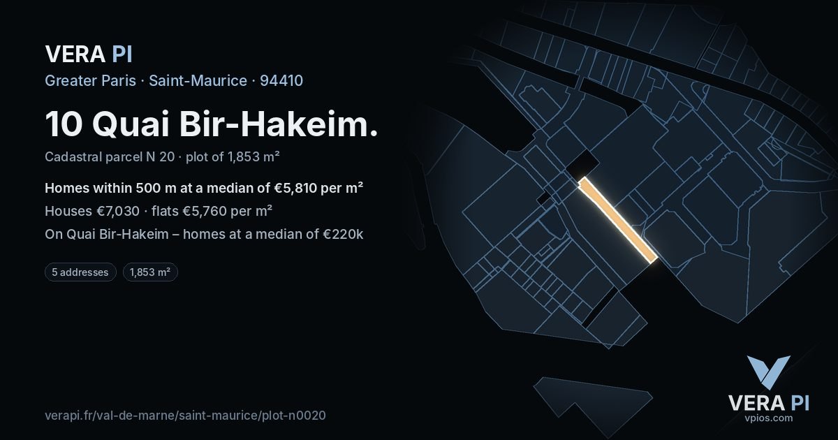 10 Quai Bir-Hakeim, Saint-Maurice at night – the plot lit, the parcels around coloured by the prices near them