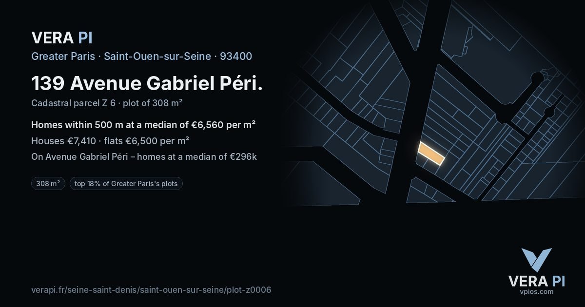 139 Avenue Gabriel Péri, Saint-Ouen-sur-Seine at night – the plot lit, the parcels around coloured by the prices near them