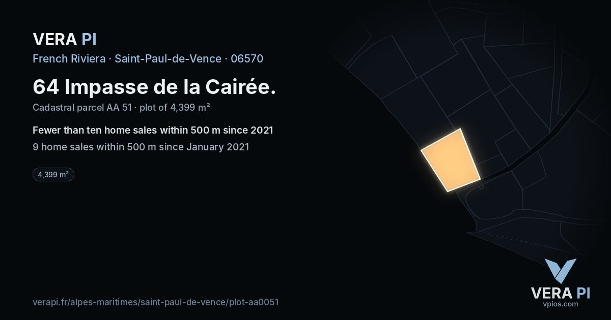 64 Impasse de la Cairée, Saint-Paul-de-Vence at night – the plot lit, the parcels around coloured by the prices near them