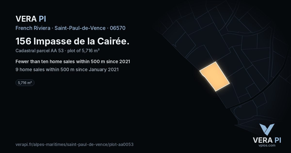 156 Impasse de la Cairée, Saint-Paul-de-Vence at night – the plot lit, the parcels around coloured by the prices near them