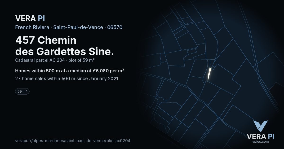457 Chemin des Gardettes Sine, Saint-Paul-de-Vence at night – the plot lit, the parcels around coloured by the prices near them