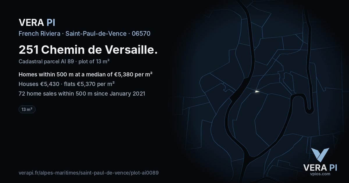 251 Chemin de Versaille, Saint-Paul-de-Vence at night – the plot lit, the parcels around coloured by the prices near them