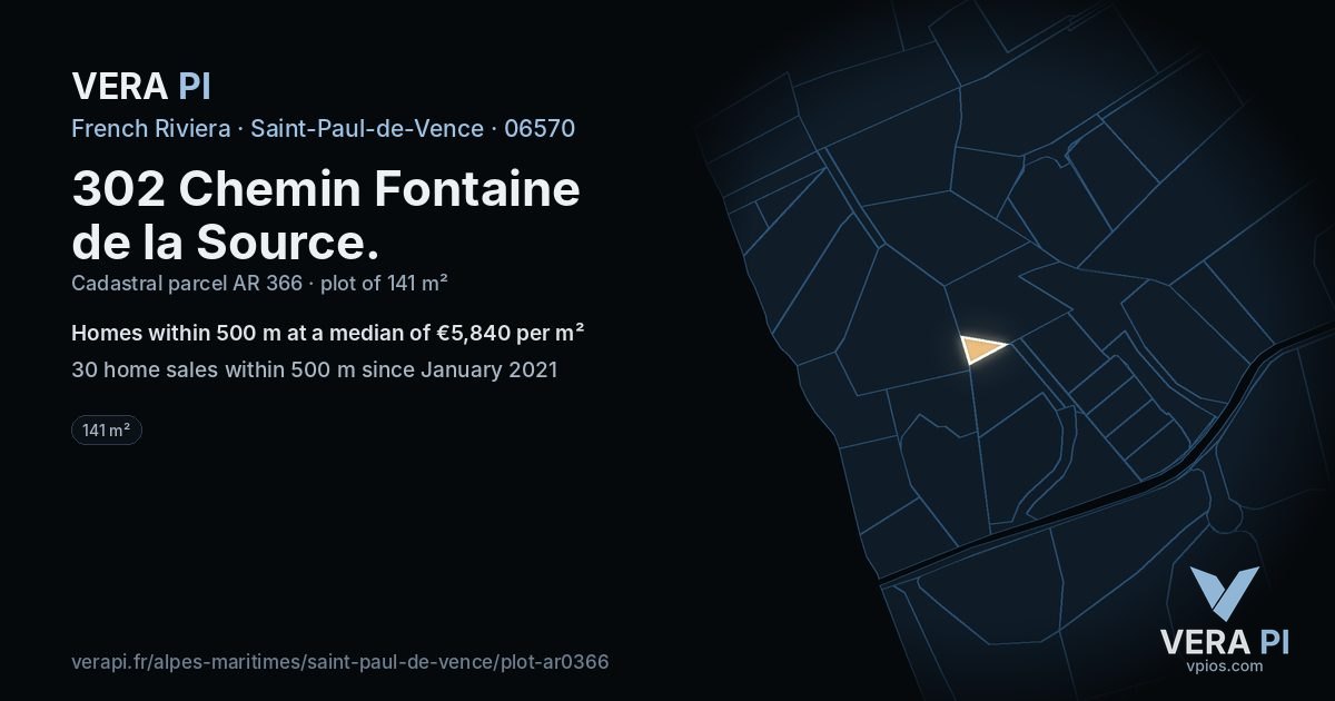 302 Chemin Fontaine de la Source, Saint-Paul-de-Vence at night – the plot lit, the parcels around coloured by the prices near them