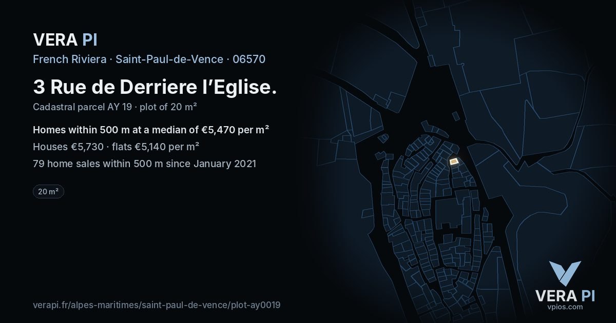 3 Rue de Derriere l’Eglise, Saint-Paul-de-Vence at night – the plot lit, the parcels around coloured by the prices near them