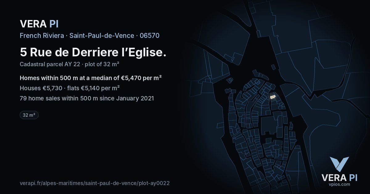 5 Rue de Derriere l’Eglise, Saint-Paul-de-Vence at night – the plot lit, the parcels around coloured by the prices near them