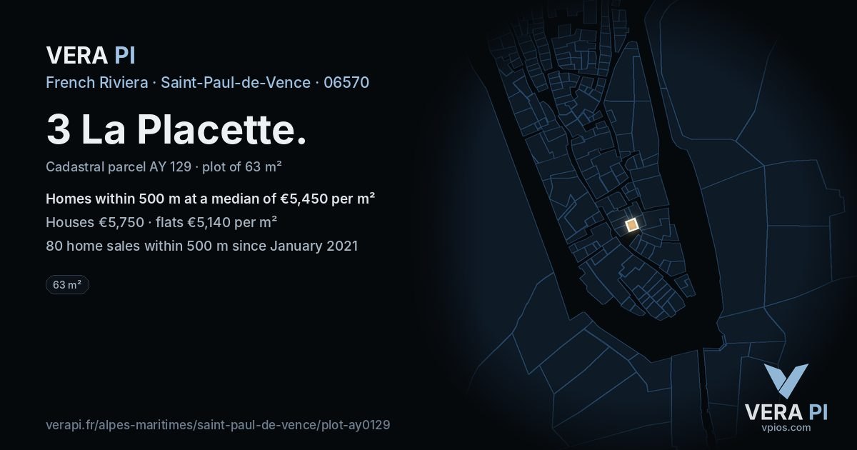3 La Placette, Saint-Paul-de-Vence at night – the plot lit, the parcels around coloured by the prices near them