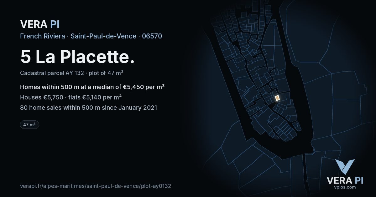 5 La Placette, Saint-Paul-de-Vence at night – the plot lit, the parcels around coloured by the prices near them