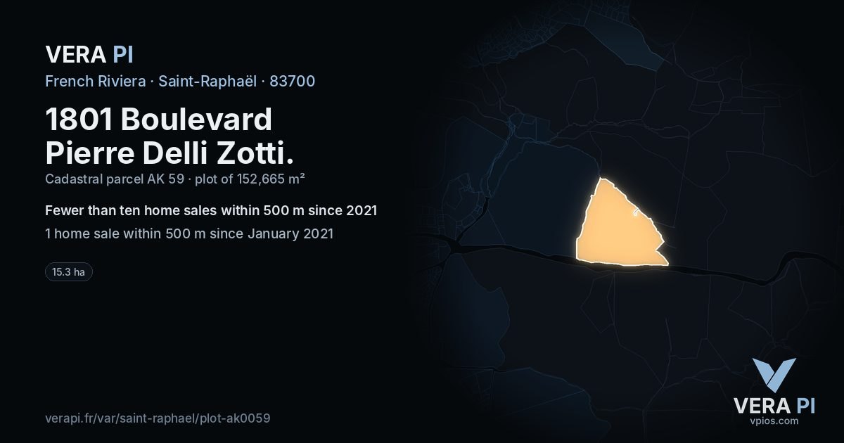 1801 Boulevard Pierre Delli Zotti, Saint-Raphaël at night – the plot lit, the parcels around coloured by the prices near them