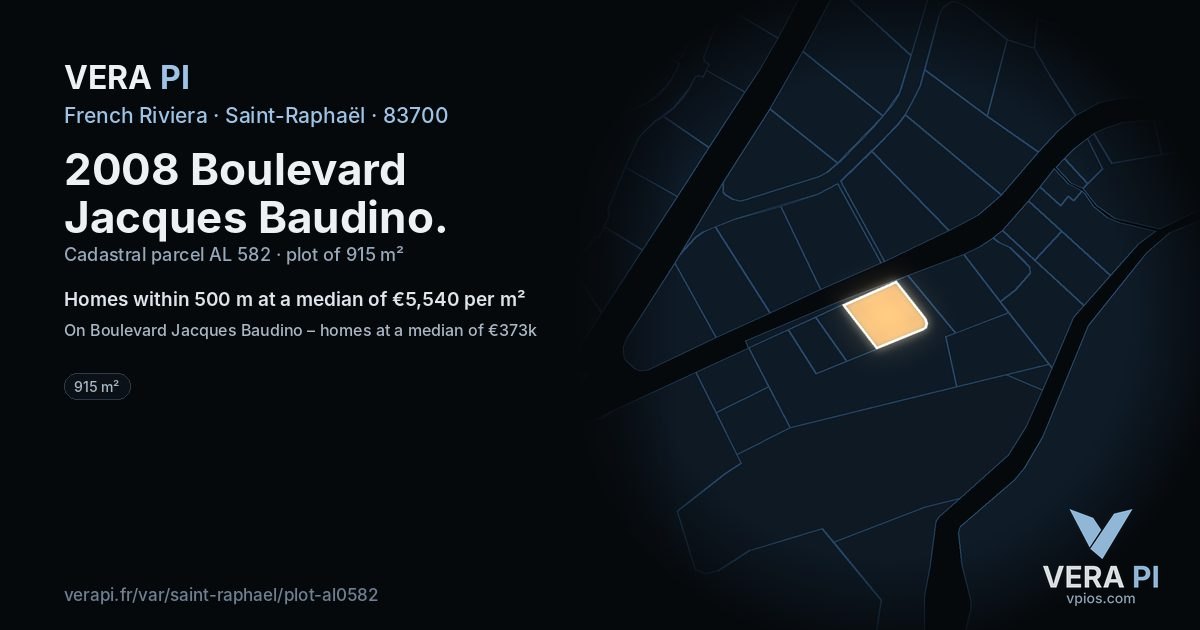 2008 Boulevard Jacques Baudino, Saint-Raphaël at night – the plot lit, the parcels around coloured by the prices near them