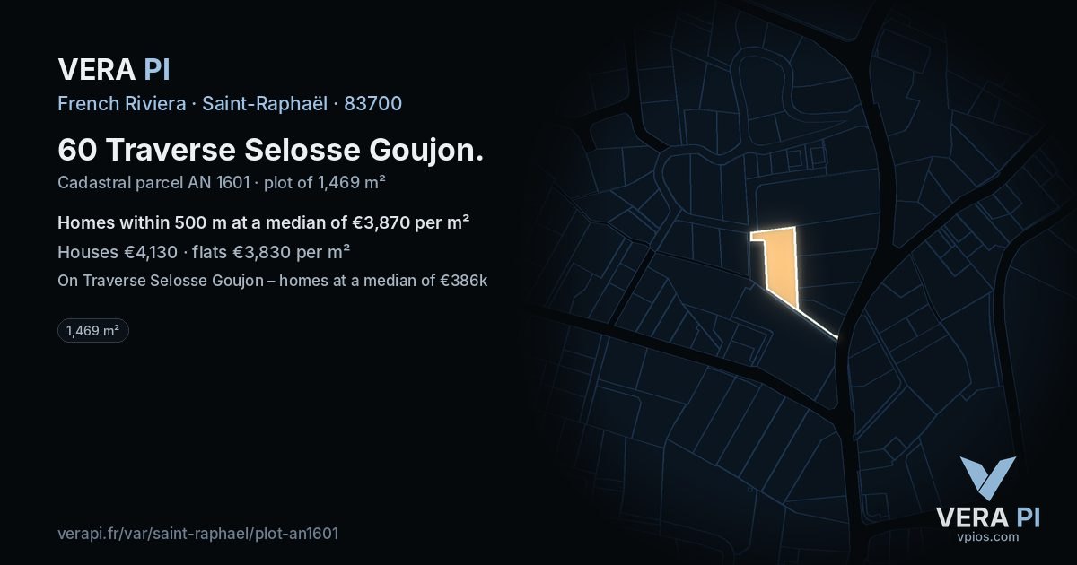 60 Traverse Selosse Goujon, Saint-Raphaël at night – the plot lit, the parcels around coloured by the prices near them