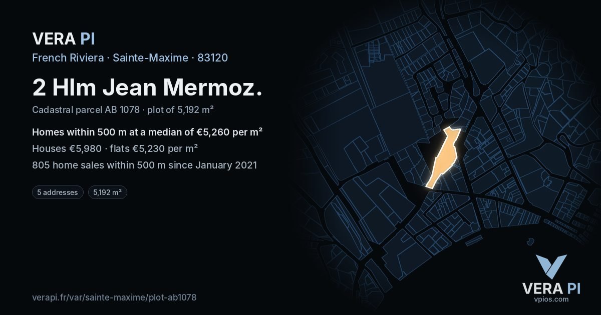 2 Hlm Jean Mermoz, Sainte-Maxime at night – the plot lit, the parcels around coloured by the prices near them
