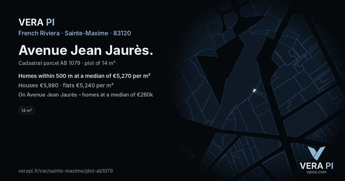 Avenue Jean Jaurès, Sainte-Maxime at night – the plot lit, the parcels around coloured by the prices near them