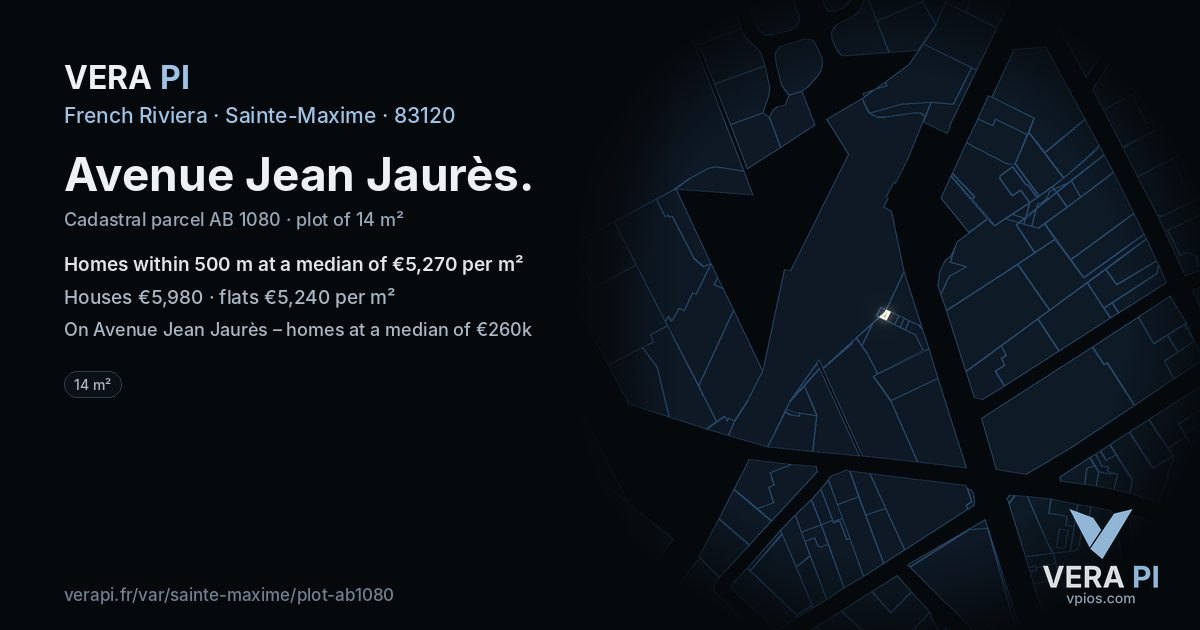 Avenue Jean Jaurès, Sainte-Maxime at night – the plot lit, the parcels around coloured by the prices near them
