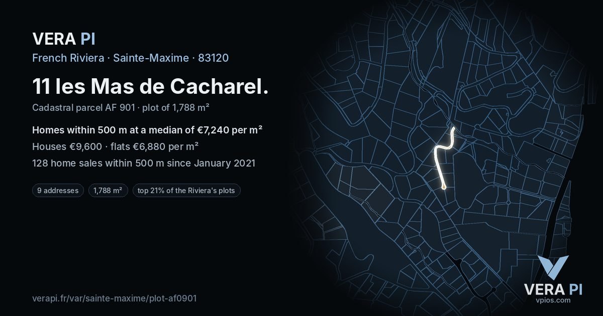 11 les Mas de Cacharel, Sainte-Maxime at night – the plot lit, the parcels around coloured by the prices near them