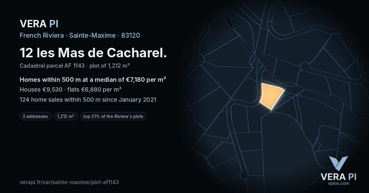 12 les Mas de Cacharel, Sainte-Maxime at night – the plot lit, the parcels around coloured by the prices near them