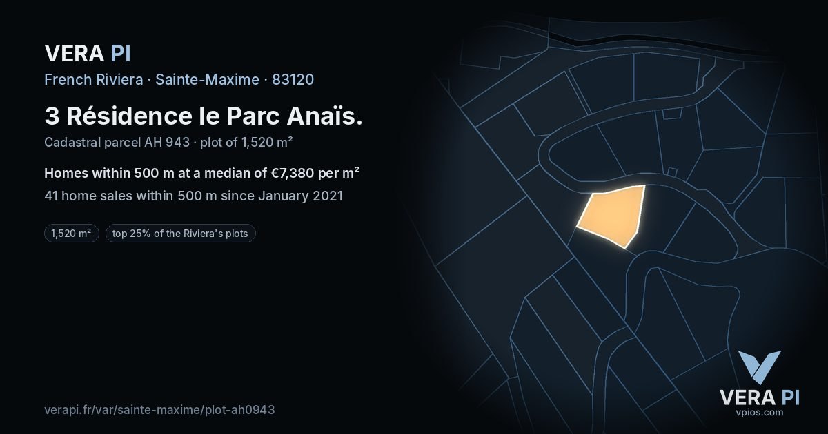 3 Résidence le Parc Anaïs, Sainte-Maxime at night – the plot lit, the parcels around coloured by the prices near them
