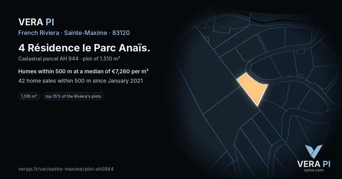 4 Résidence le Parc Anaïs, Sainte-Maxime at night – the plot lit, the parcels around coloured by the prices near them