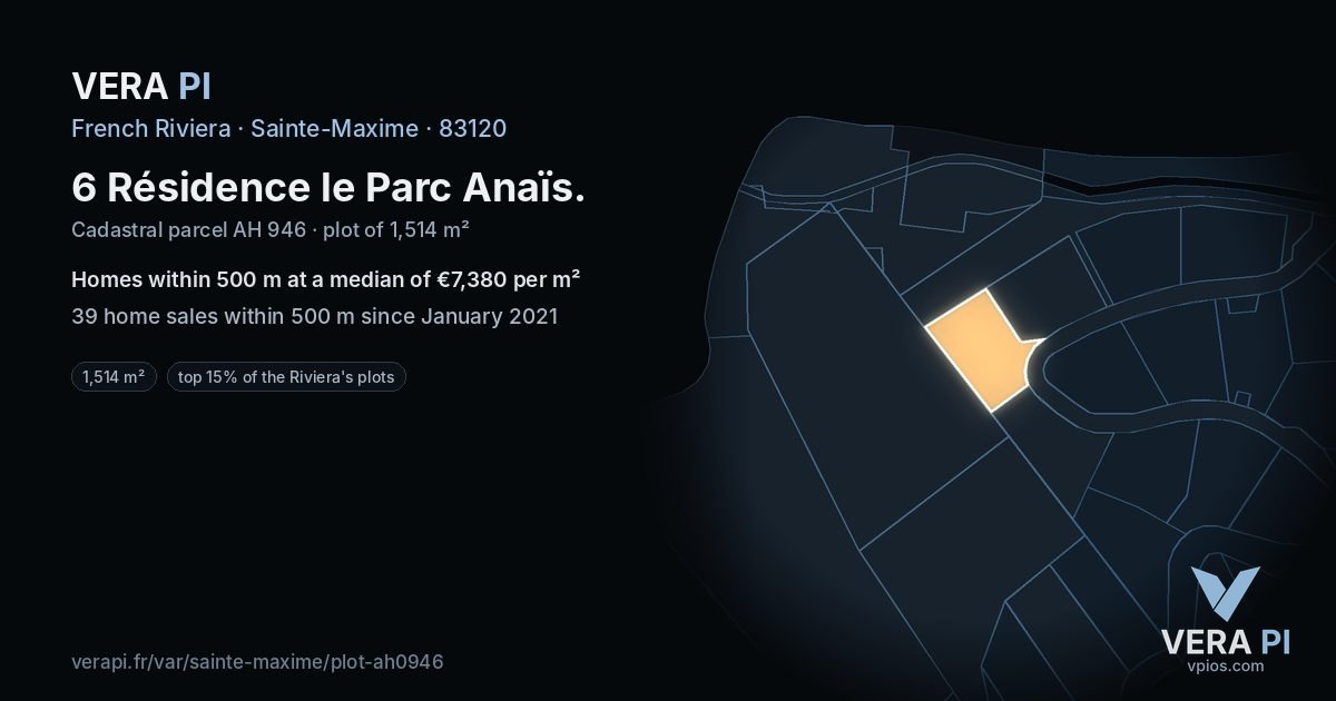 6 Résidence le Parc Anaïs, Sainte-Maxime at night – the plot lit, the parcels around coloured by the prices near them