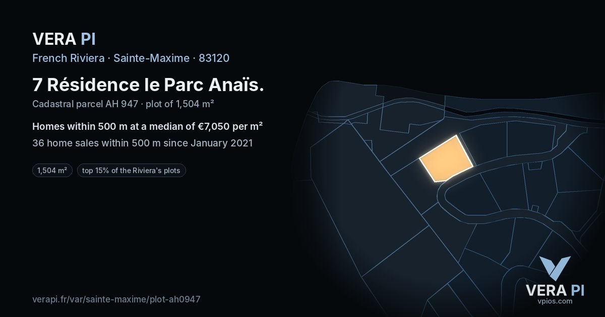 7 Résidence le Parc Anaïs, Sainte-Maxime at night – the plot lit, the parcels around coloured by the prices near them