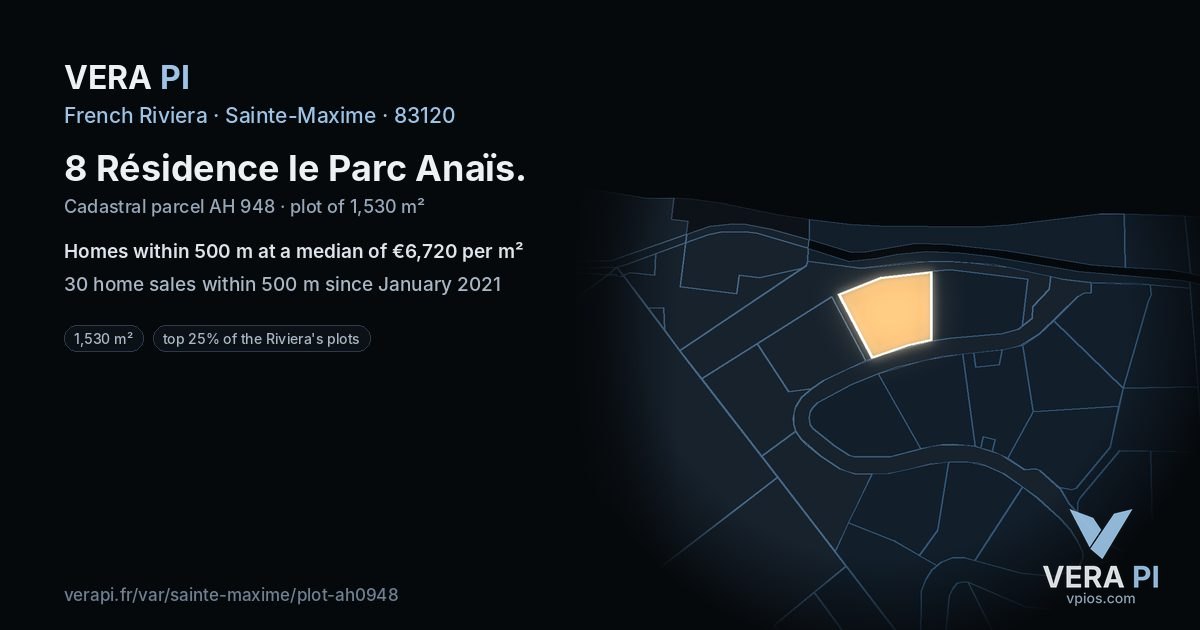 8 Résidence le Parc Anaïs, Sainte-Maxime at night – the plot lit, the parcels around coloured by the prices near them