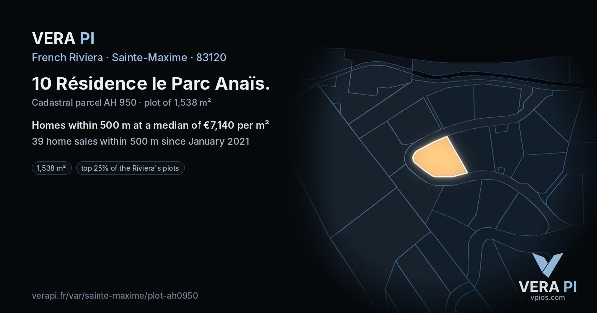 10 Résidence le Parc Anaïs, Sainte-Maxime at night – the plot lit, the parcels around coloured by the prices near them