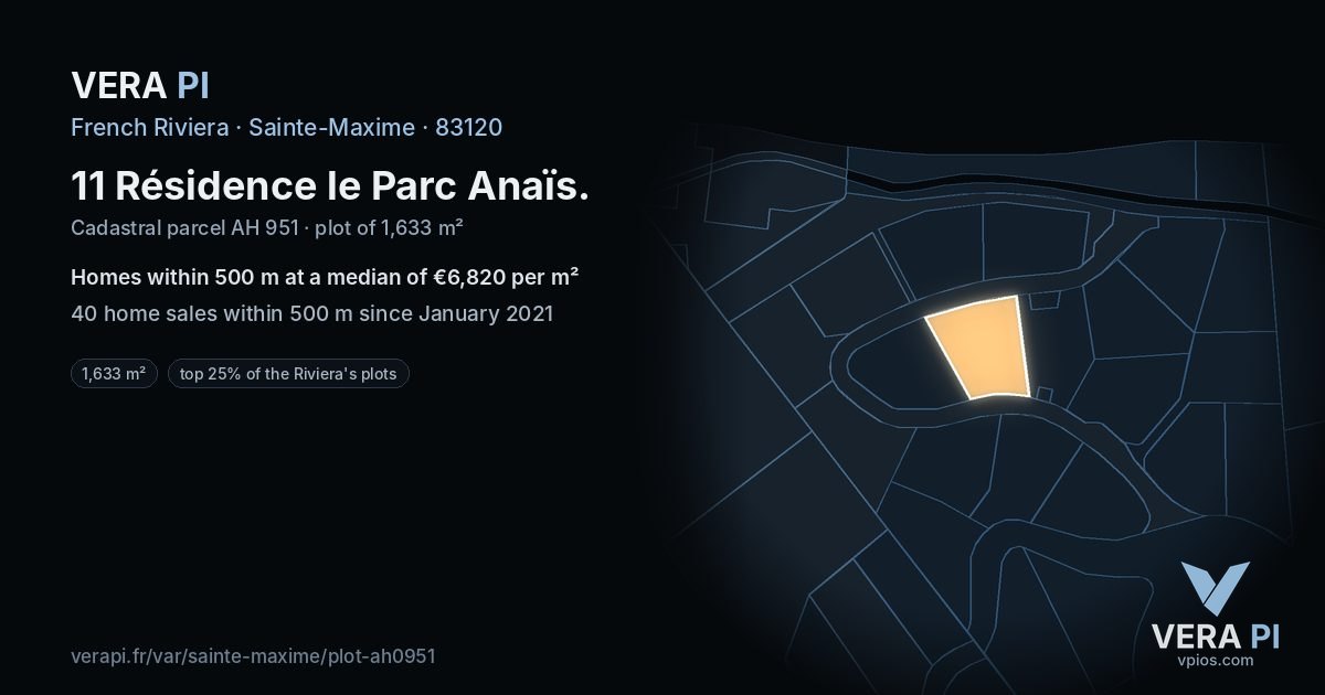 11 Résidence le Parc Anaïs, Sainte-Maxime at night – the plot lit, the parcels around coloured by the prices near them