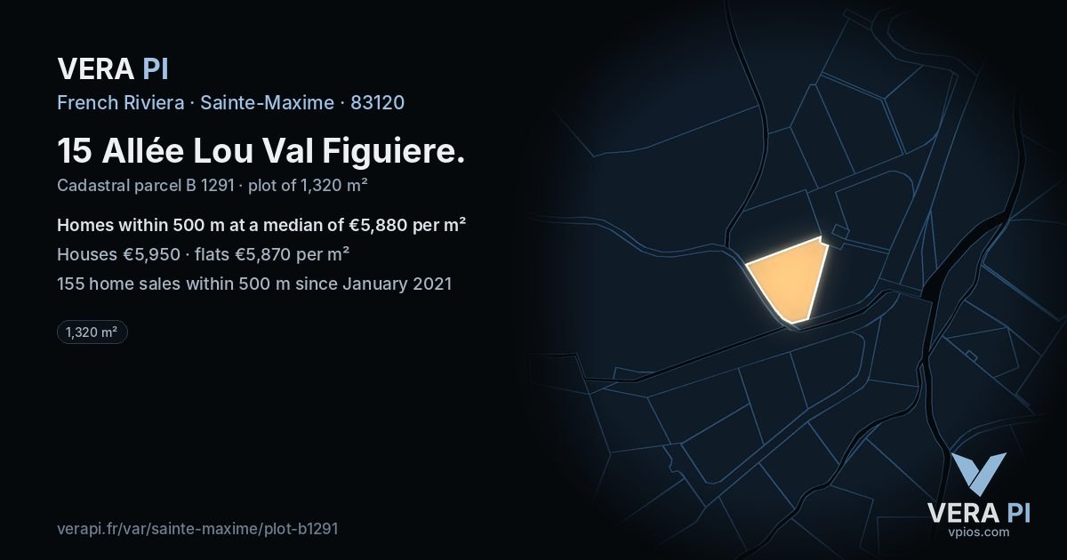 15 Allée Lou Val Figuiere, Sainte-Maxime at night – the plot lit, the parcels around coloured by the prices near them