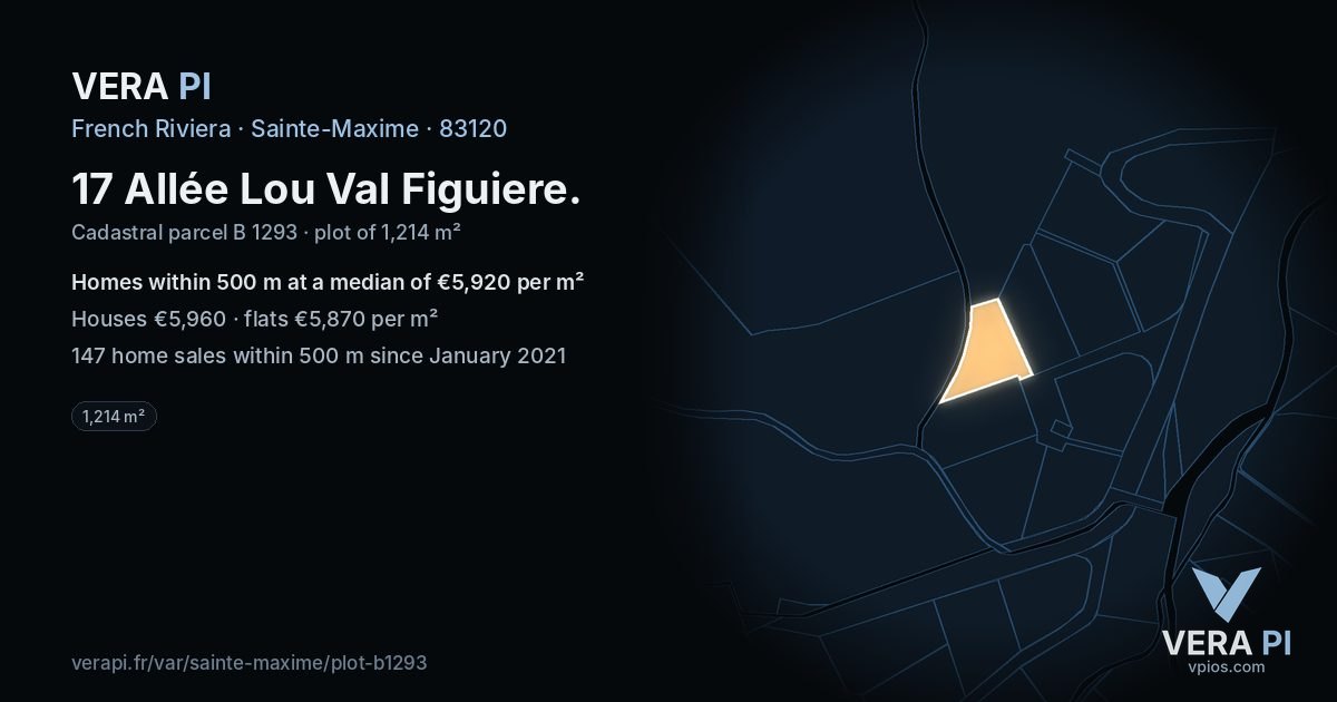 17 Allée Lou Val Figuiere, Sainte-Maxime at night – the plot lit, the parcels around coloured by the prices near them