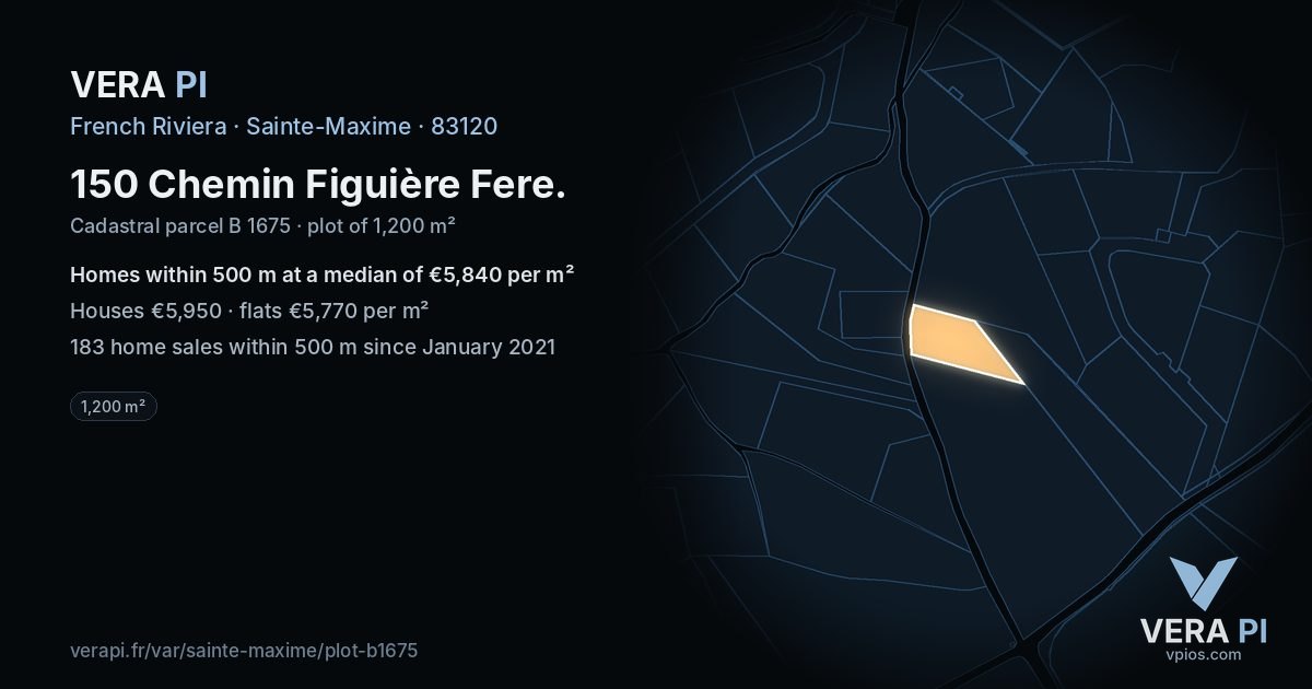 150 Chemin Figuière Fere, Sainte-Maxime at night – the plot lit, the parcels around coloured by the prices near them