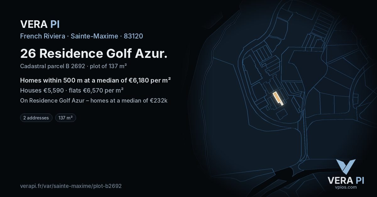 26 Residence Golf Azur, Sainte-Maxime at night – the plot lit, the parcels around coloured by the prices near them
