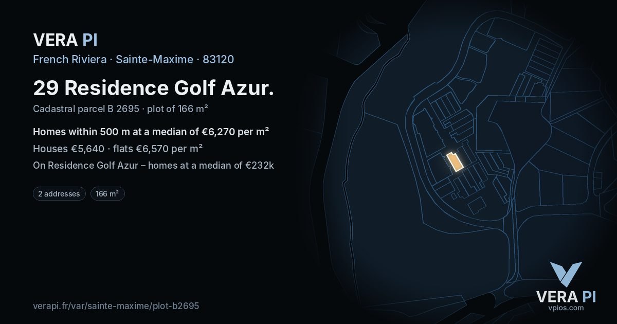 29 Residence Golf Azur, Sainte-Maxime at night – the plot lit, the parcels around coloured by the prices near them