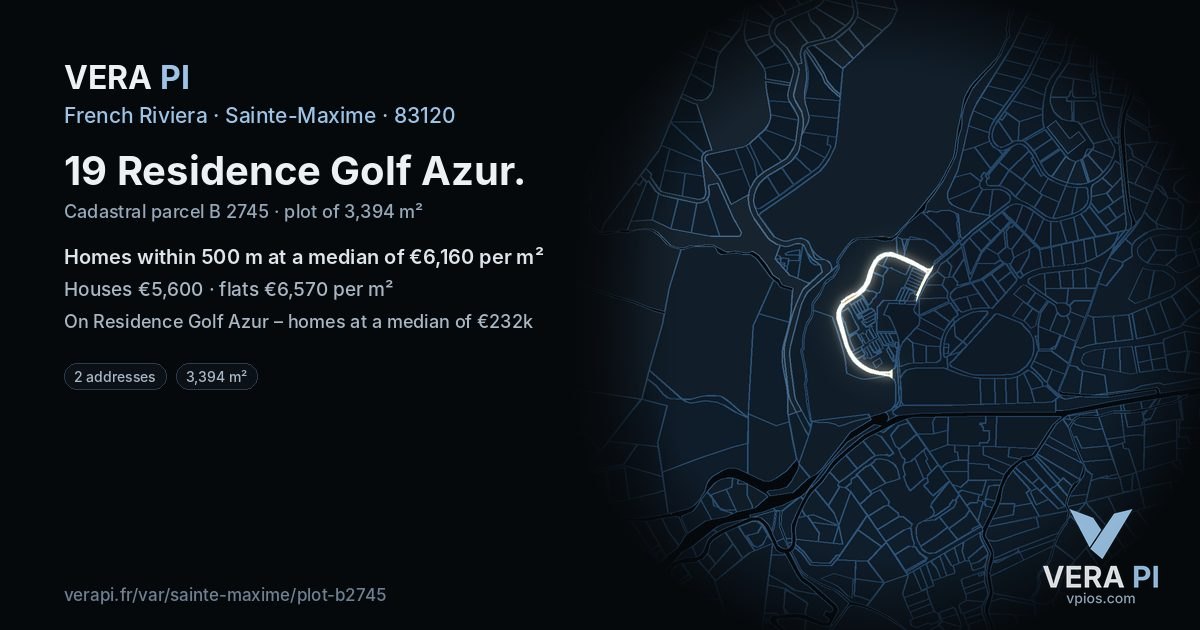 19 Residence Golf Azur, Sainte-Maxime at night – the plot lit, the parcels around coloured by the prices near them