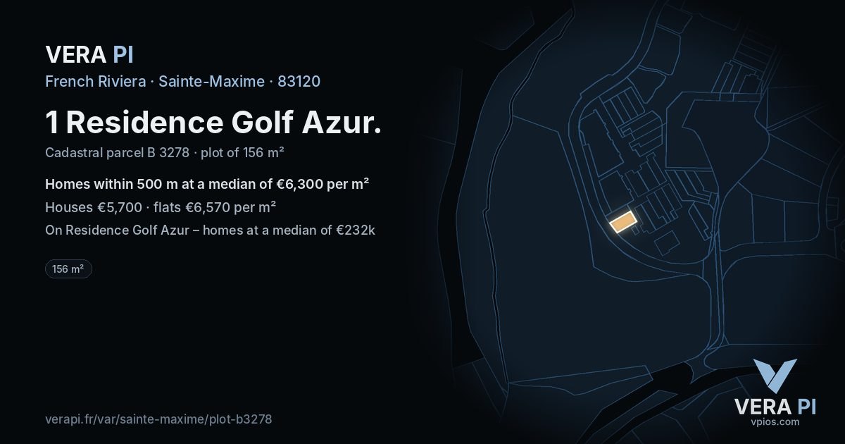 1 Residence Golf Azur, Sainte-Maxime at night – the plot lit, the parcels around coloured by the prices near them