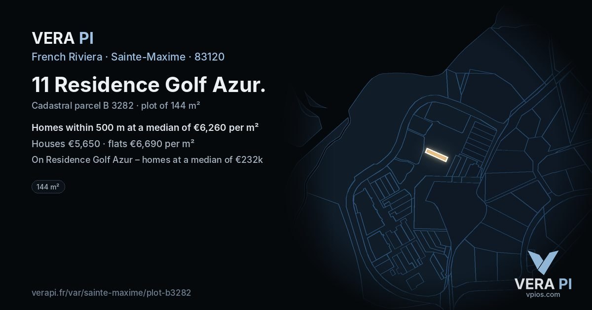 11 Residence Golf Azur, Sainte-Maxime at night – the plot lit, the parcels around coloured by the prices near them