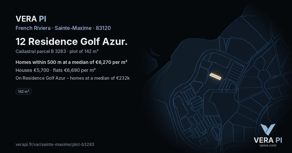 12 Residence Golf Azur, Sainte-Maxime at night – the plot lit, the parcels around coloured by the prices near them