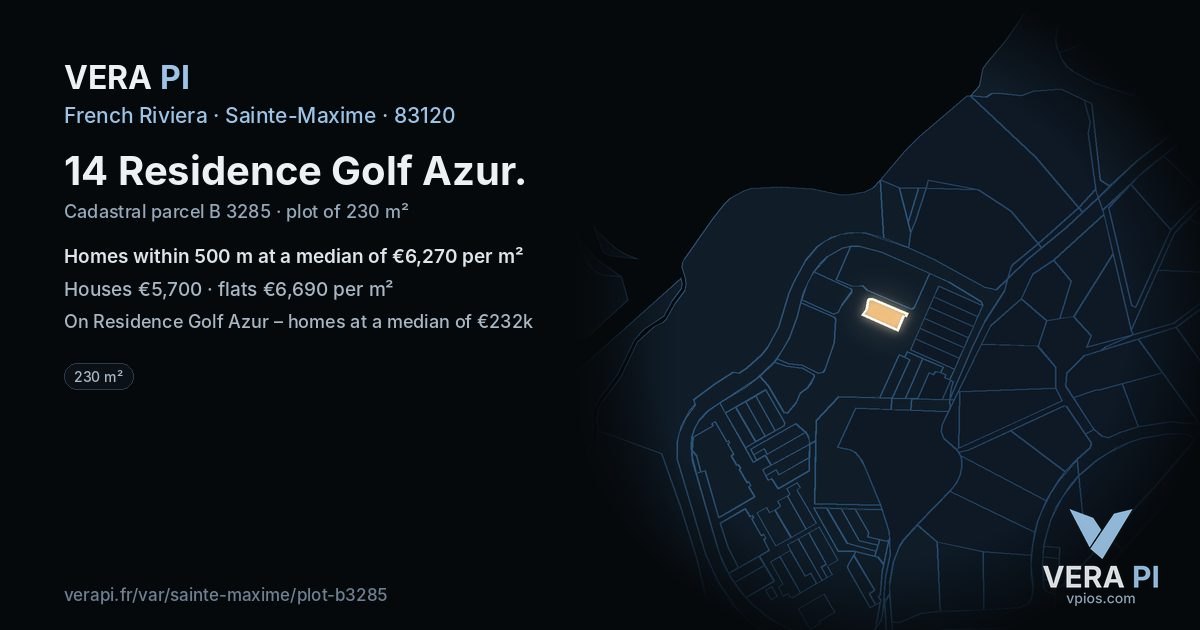 14 Residence Golf Azur, Sainte-Maxime at night – the plot lit, the parcels around coloured by the prices near them