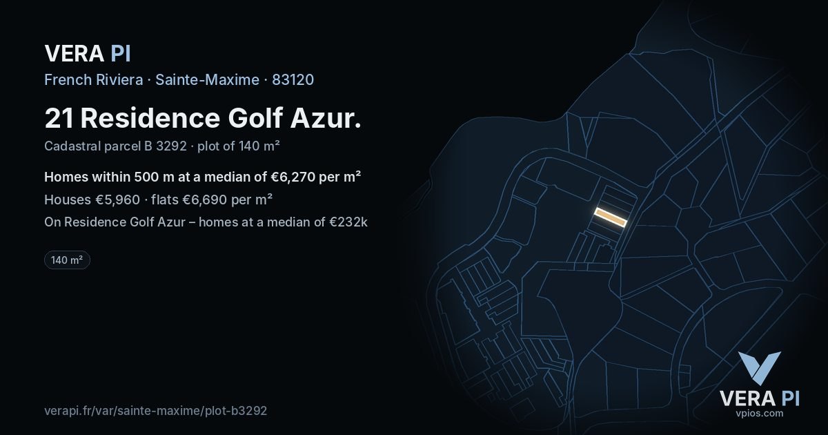 21 Residence Golf Azur, Sainte-Maxime at night – the plot lit, the parcels around coloured by the prices near them