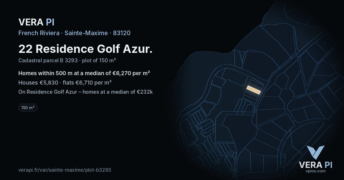 22 Residence Golf Azur, Sainte-Maxime at night – the plot lit, the parcels around coloured by the prices near them