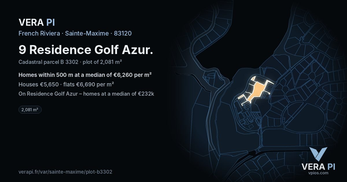 9 Residence Golf Azur, Sainte-Maxime at night – the plot lit, the parcels around coloured by the prices near them