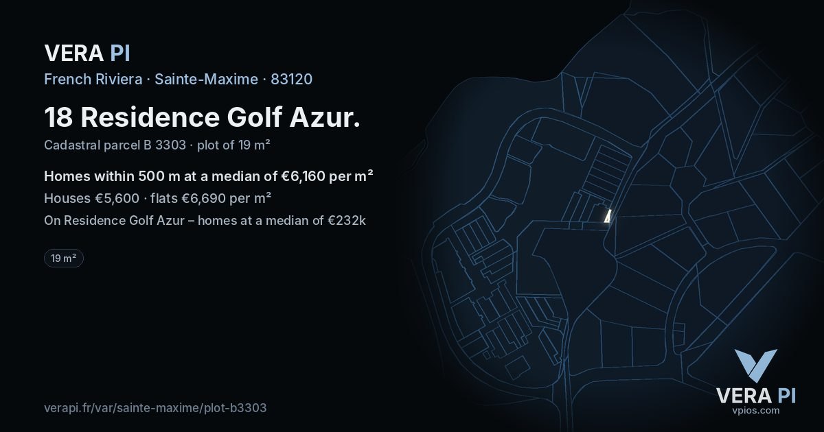 18 Residence Golf Azur, Sainte-Maxime at night – the plot lit, the parcels around coloured by the prices near them