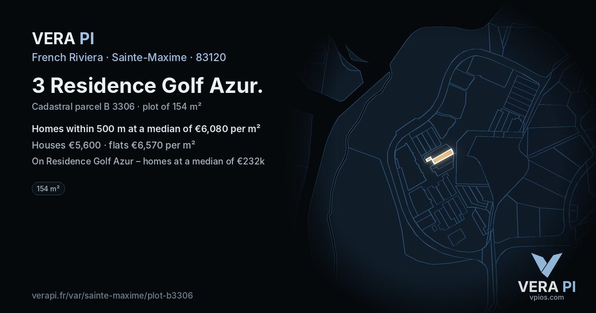 3 Residence Golf Azur, Sainte-Maxime at night – the plot lit, the parcels around coloured by the prices near them