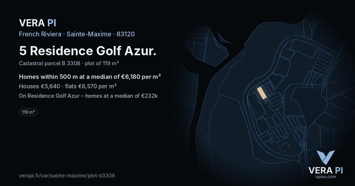 5 Residence Golf Azur, Sainte-Maxime at night – the plot lit, the parcels around coloured by the prices near them