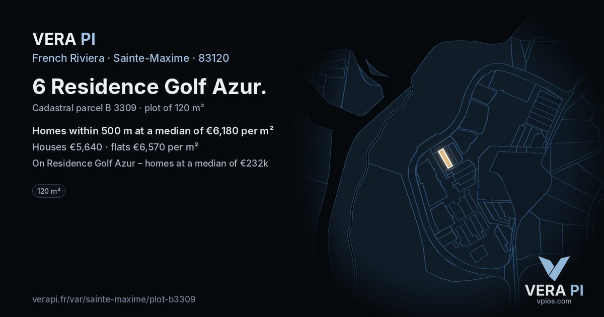 6 Residence Golf Azur, Sainte-Maxime at night – the plot lit, the parcels around coloured by the prices near them