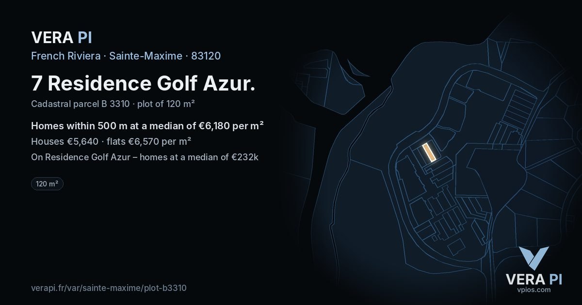 7 Residence Golf Azur, Sainte-Maxime at night – the plot lit, the parcels around coloured by the prices near them