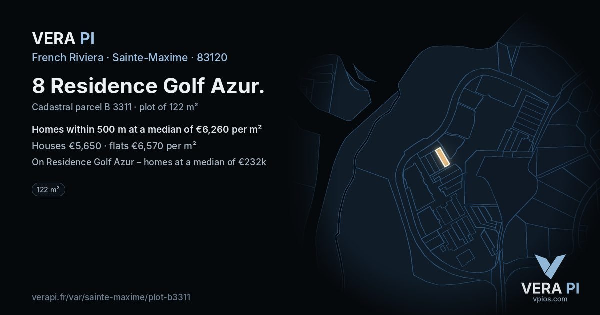 8 Residence Golf Azur, Sainte-Maxime at night – the plot lit, the parcels around coloured by the prices near them