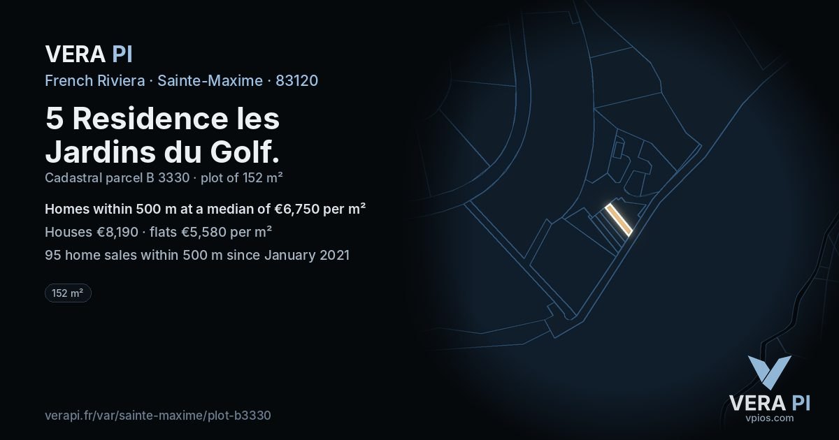 5 Residence les Jardins du Golf, Sainte-Maxime at night – the plot lit, the parcels around coloured by the prices near them